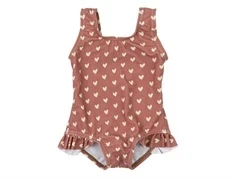 Mørk rosa badedragt med flæser fra Petit Piao PP415